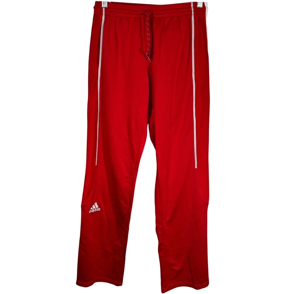 Adidas Mens Climalite Soccer Training Pants Red White Ankle Zip‎ Size XS NEW